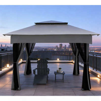 Pavillon de jardin pliable facile à installer, abri de jardin escamotable avec filet à fermeture éclair, sac de transport