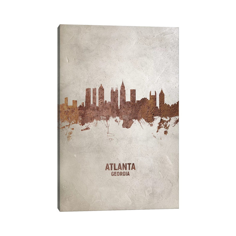 Atlanta Georgia Skyline Rust by Michael Tompsett - 1 Piece Wrapped Canvas Wall Art, 30.48 cm H x 45.72 cm W