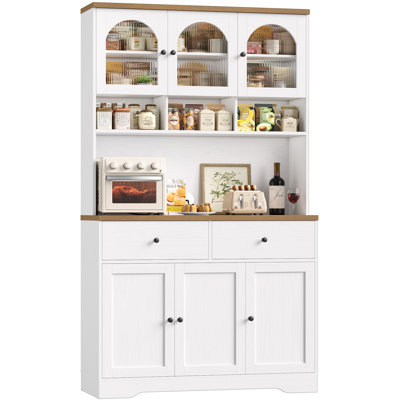 Kenilworth 70.9"H Stand Alone Kitchen Pantry: High-Quality Wood with Microwave Shelf & Drawers