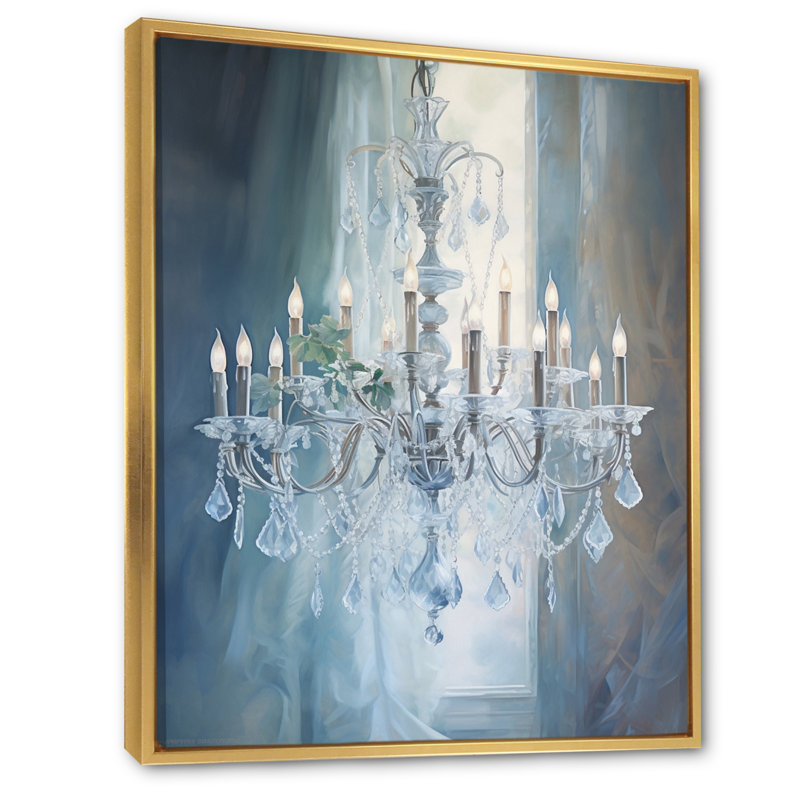 «Jahliya Chandelier Apaisant Serenade II», reproduction d'art sur toile, H 32 po x l 16 po x P 1 po, Cadre flottant doré