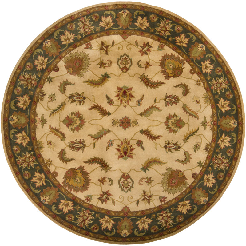 Gurtaaj Oriental Handmade Tufted Wool Area Rug, Round 7'9", Tan