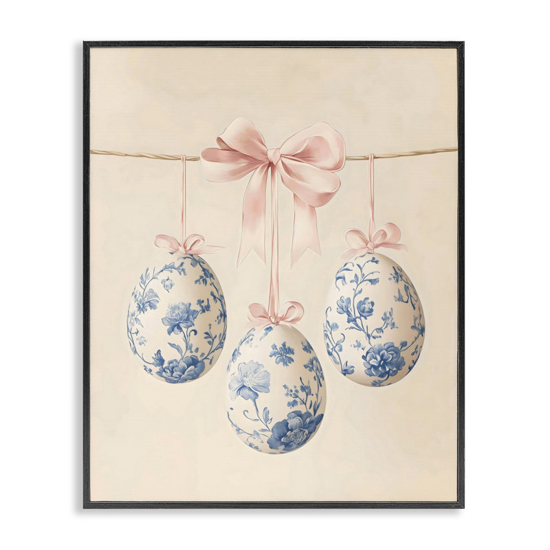 Œuf de Pâques à motif floral Coquette, giclée par Arlington Prints, H 14 po x l 11 po, Giclée encadrée noir minuit