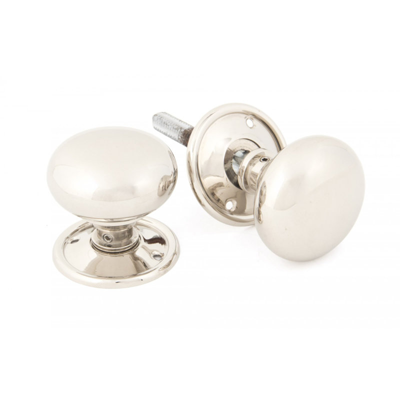 Mushroom Mortice/Rim Knob Set, Polished Nickel
