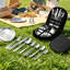 Ensemble de 20 couverts de camping en acier inoxydable, avec sac de rangement portable, pour 4 personnes