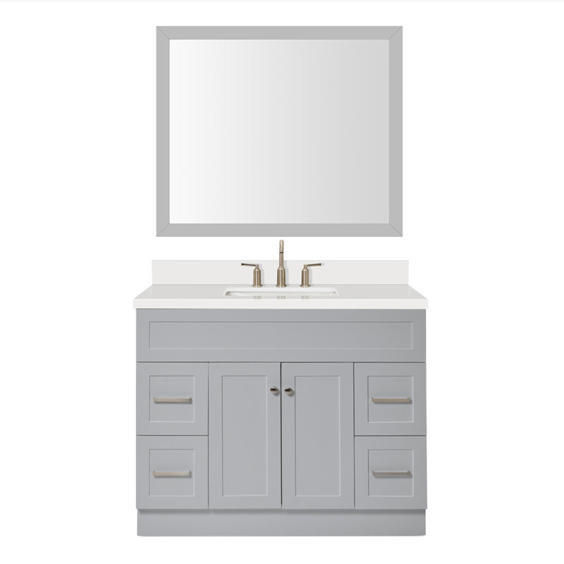 Ensemble de meuble-lavabo simple 43 po avec miroir Hamlet, Gris