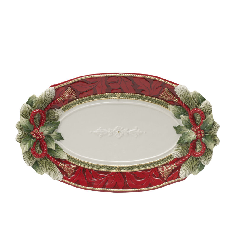 Fitz and Floyd Holiday Home Platter, 1.75" H x 17" L x 10.25" W