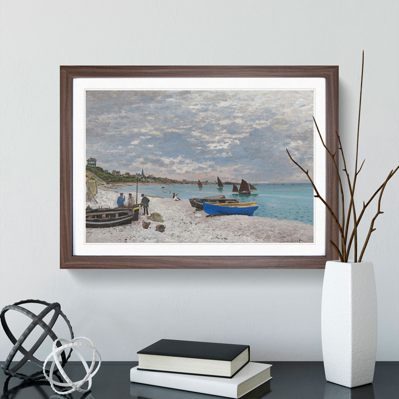 The Beach at Sainte Adresse by Claude Monet - Framed Print, 48cm H x 65cm W x 2cm D, Walnut Framed