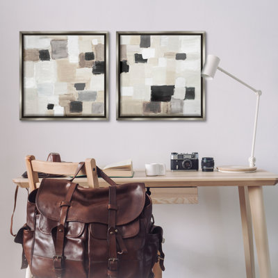 «Neutral Patchwork Squares», ensemble de 2 toiles flottantes encadrées par Lanie Loreth