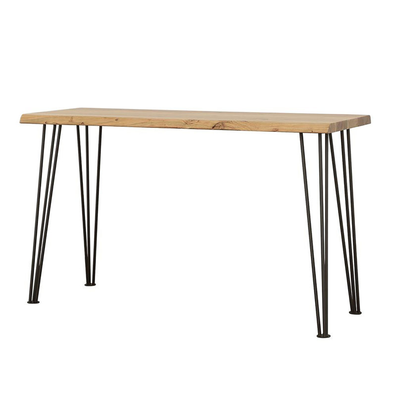 Table de canapé naturelle et noire matte avec pieds en épingle à cheveux