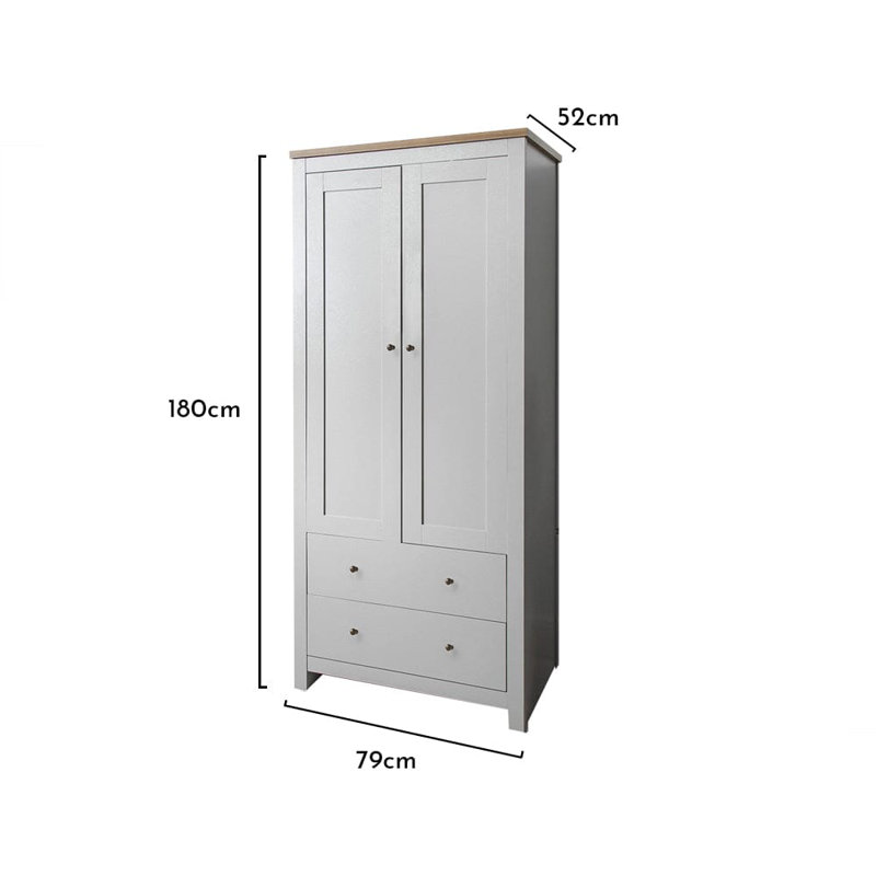 Maryhannah 2 Door Wardrobe, Grey