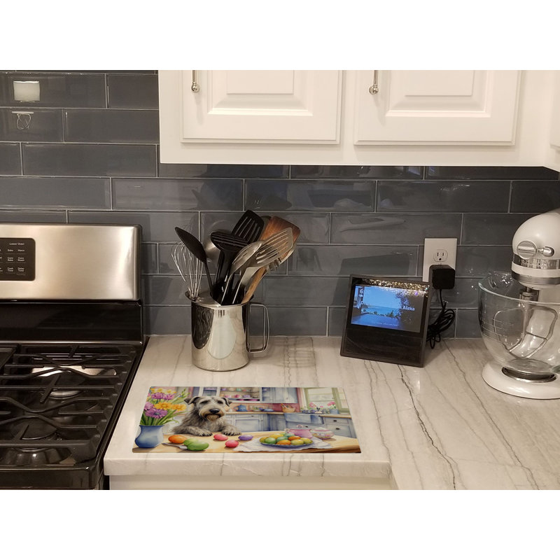 Decorating Easter Irish Wolfhound Glass Cutting Board