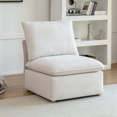 Chaise d'appoint en velours côtelé avec coussins Hepworth