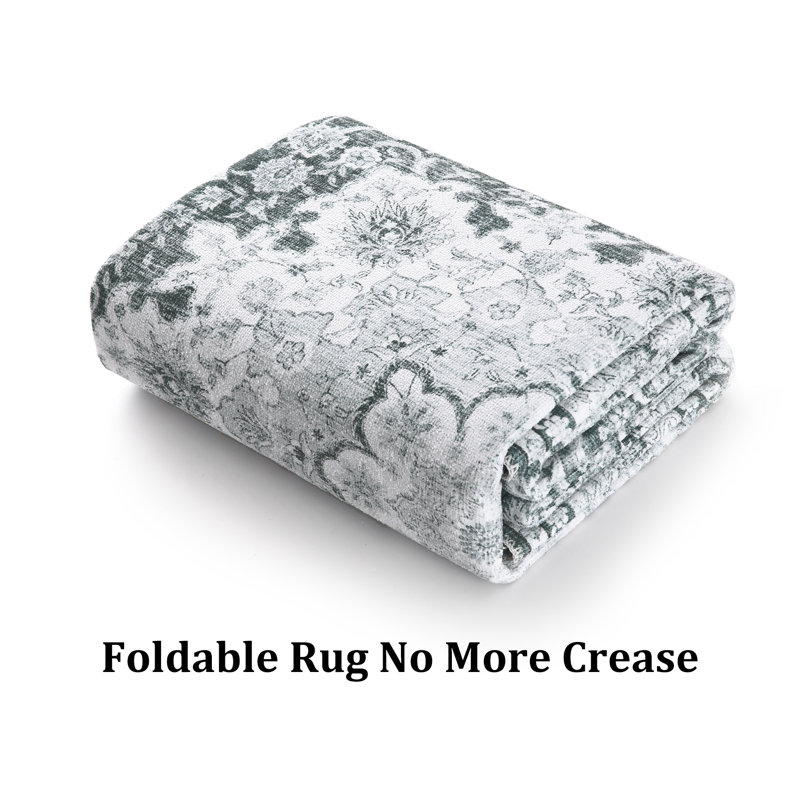 Tapis gris en polyester tissé à la machine Concow, Rectangle 4 pi x 6 pi