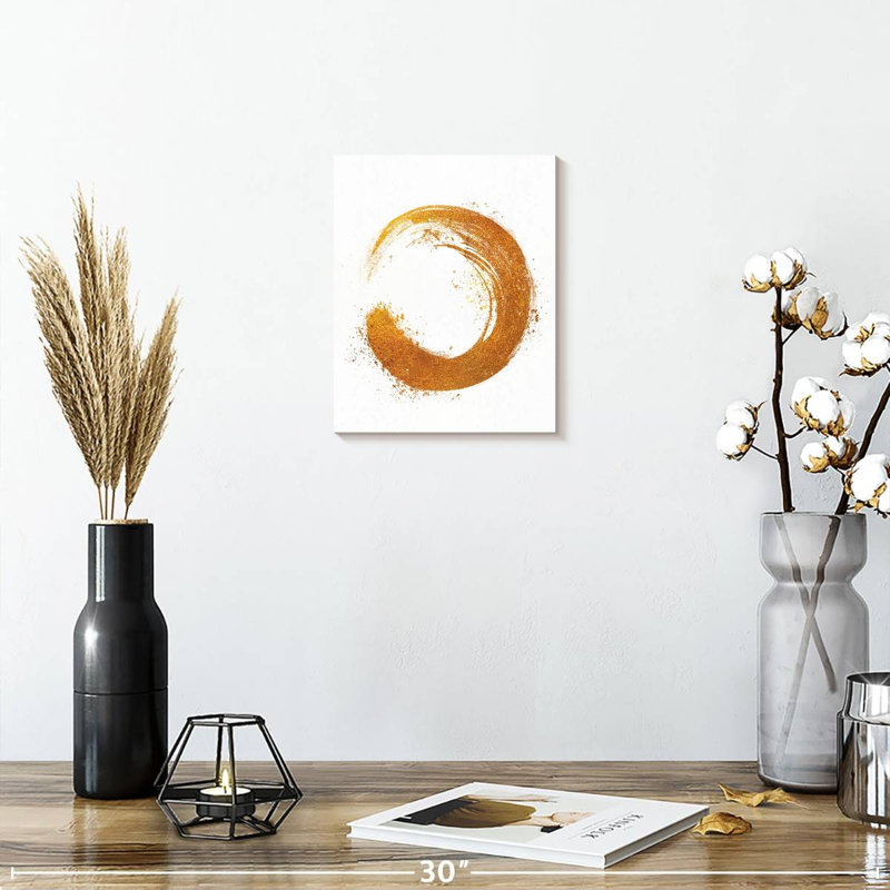 Gold Flecks Zen Circle On Canvas Print, 10" H x 8" W x 1" D