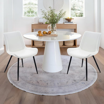 Dining Chairs Set Of 2, PU Leather Modern Armless Kitchen Dining Room Chairs, Upholstered Accent Side Chairs With Metal Legs by George Oliver