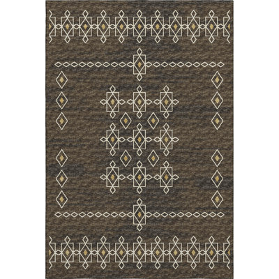 Premium Machine Washable Alliah AMF109 Brown Rug