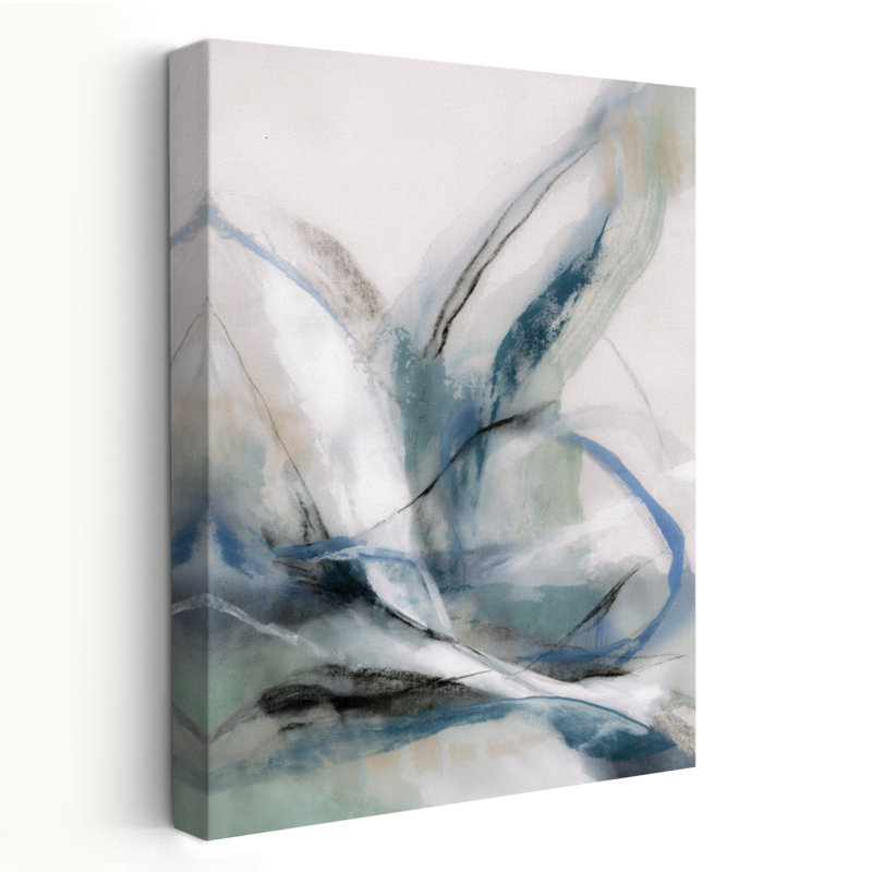 Azur - mouvement abstrait aquarelle nature, H 24 po x l 16 po
