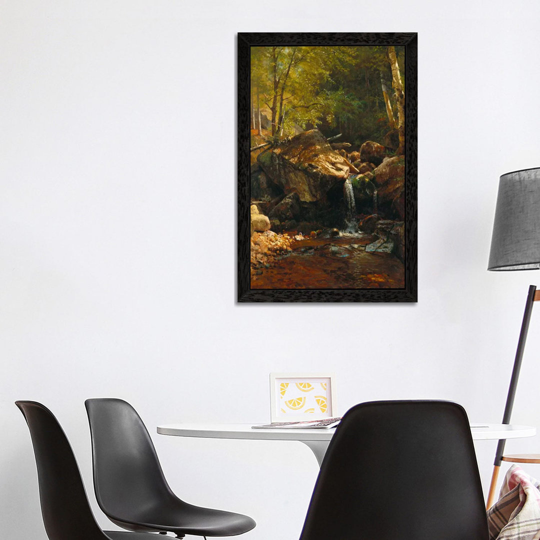 'Thompson Cascade, White Mountains' by Albert Bierstadt - Floater Frame Painting Print on Canvas