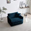 Fauteuil en chenille bleue pour zone de confort - structure en bois massif, éponge haute, tissu respirant