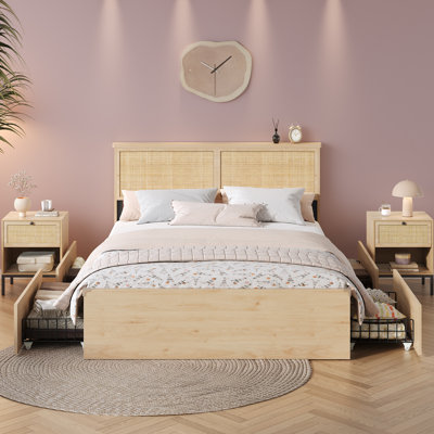 Boho Natural Rattan Bedroom Set