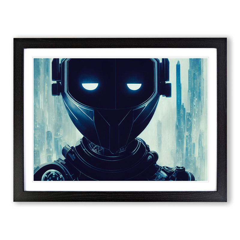 Cyberpunk Robot - Framed Print, Black, 34cm H x 46cm W x 2cm D