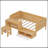 Wooden Daybed With Storage Shelves And Lockers, Multi-Functional Bed With Study Desk And Matching Stool, Natural