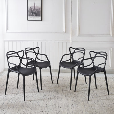Chaise en plastique 4 pièces noir