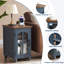 Ensemble de tables de bout 3 pièces avec station de charge, tables d'appoint en bois avec porte de grange en verre et tablettes réglables pour la chambre à coucher et le salon-133665108