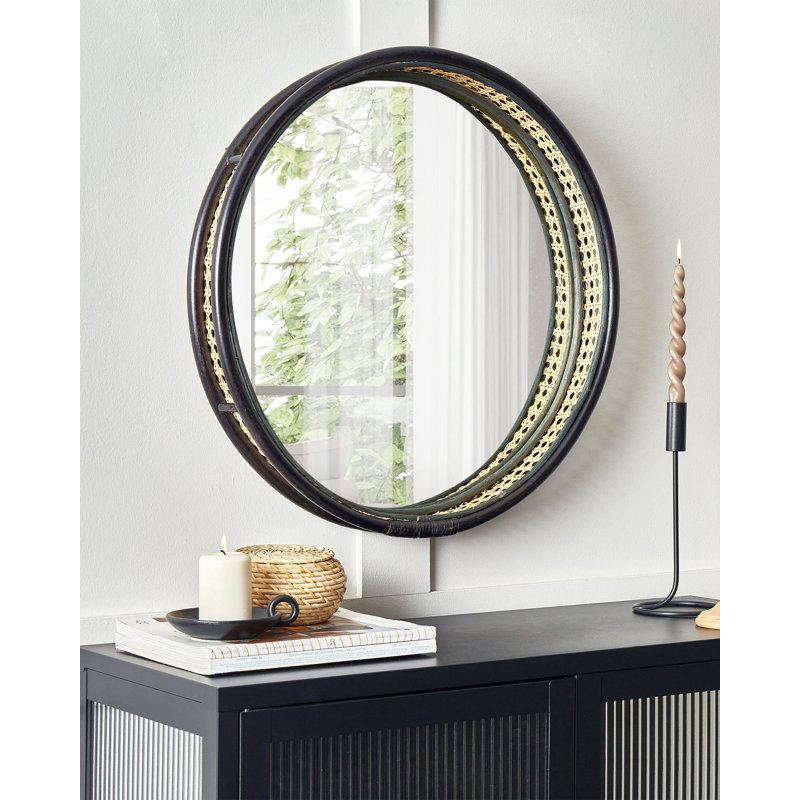 Aljoharah Wicker Round Mirror