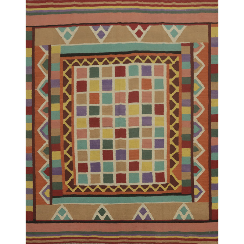 Tapis carré en laine à carreaux 6 x 6