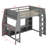 Full Size Wood Gaming Loft Bed – Desk, Multi-Storage Shelves, LED & Hanging Clothes Rack