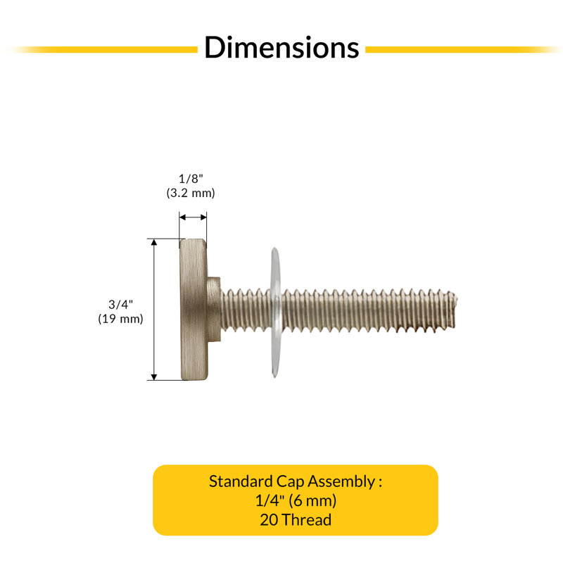 Brixwell SRKNWBMBN Stud Replacement Set 3/4" Diameter Brushed Nickel Finish, Brushed Nickel