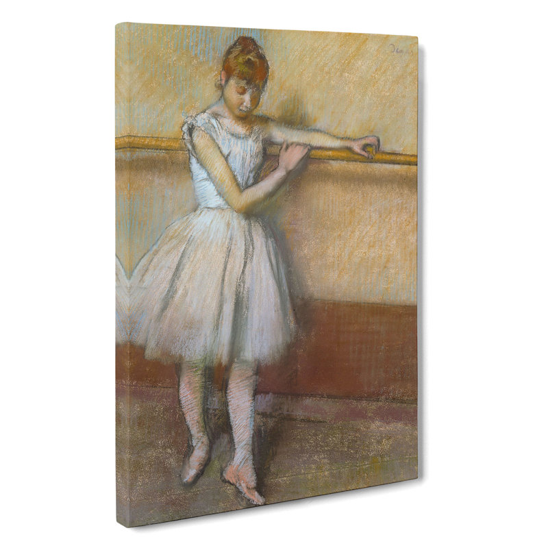 Ballet Ballerina Dancer At The Bar by Edgar Degas - Wrapped Canvas Painting, 76cm H x 50cm W x 3cm D