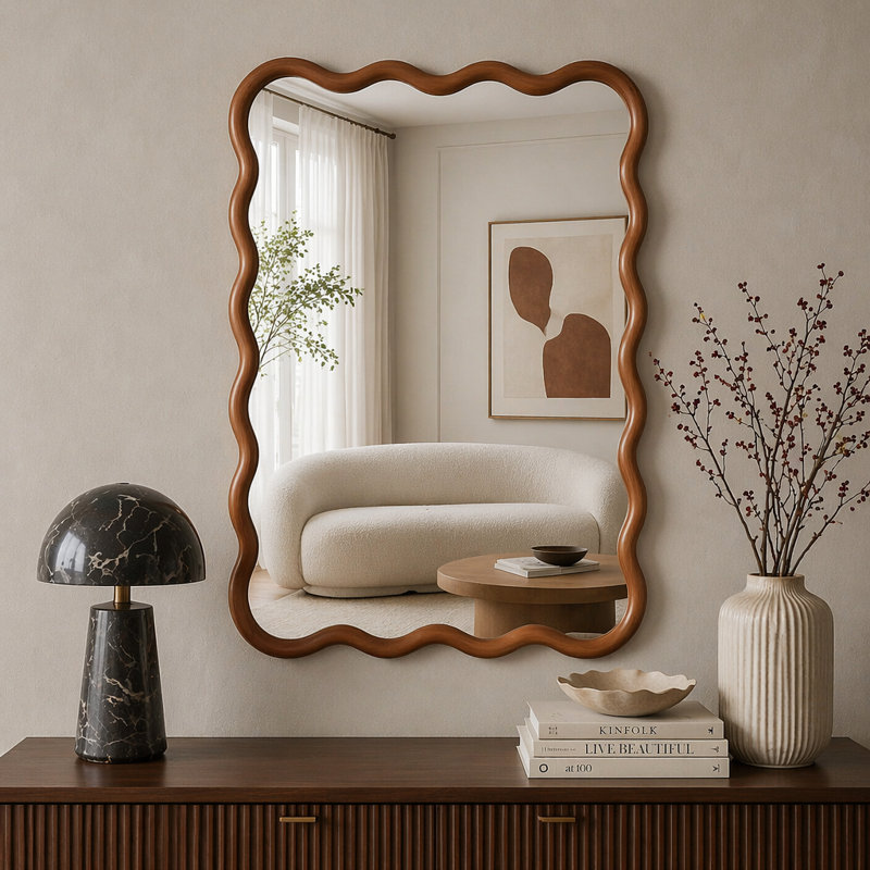 Miroir décoratif Wavy, 20 po x 30 po, Brun