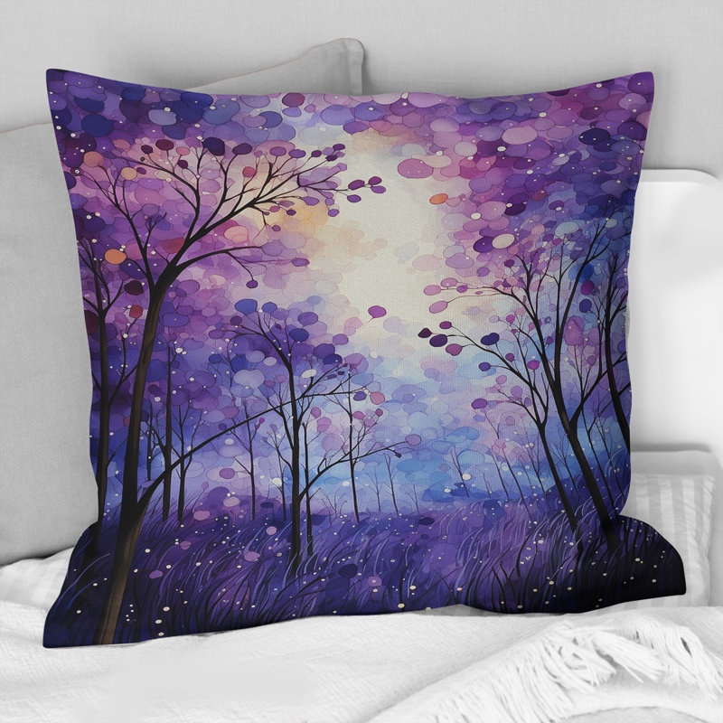 Violet Serenade - Abstract Printed Throw Pillow, 16" x 16"