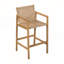 Ensemble de 2 tabourets d'extérieur en bois de teck avec coussin beige