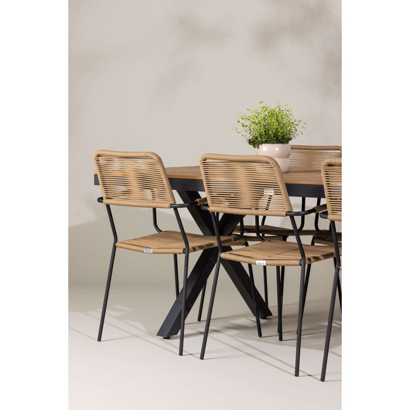 Ashtyn 6 - Person Patio Dining Set with Rectangular Table, Brown