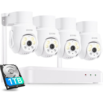 Système de caméra de sécurité pan / Tilt 360 ° 5MP 3K WIFI-6 avec disque dur de 1 To, audio bidirectionnel, piste humaine