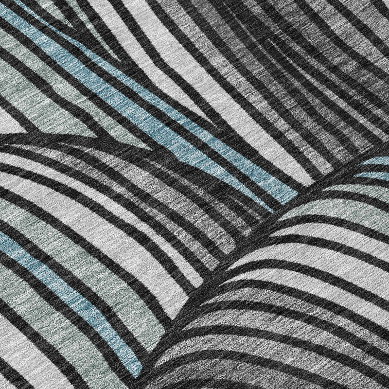 Machine Washable Indoor/Outdoor Chantille ACN2546 Mid-Century Modern Rug, 8' x 10', Black