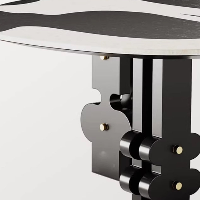 Black White Creative Geometric Art Irregular Table, 29.52" H x 70.86" L x 43.3" W