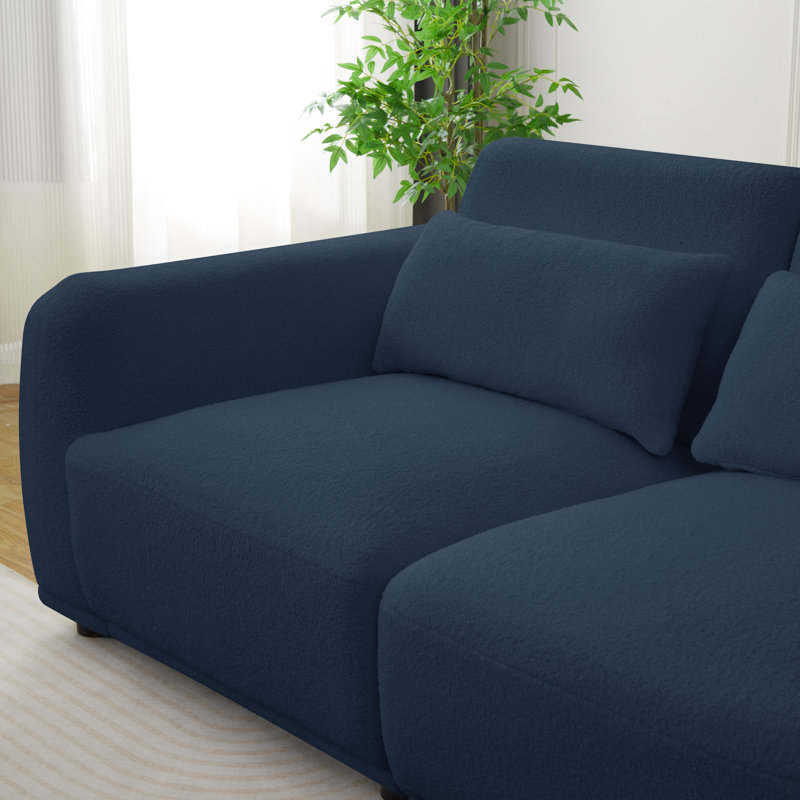 Canapé modulaire modulaire en velours Teddy - 3 sièges confortables et flexibles et repose-pieds pour tout espace