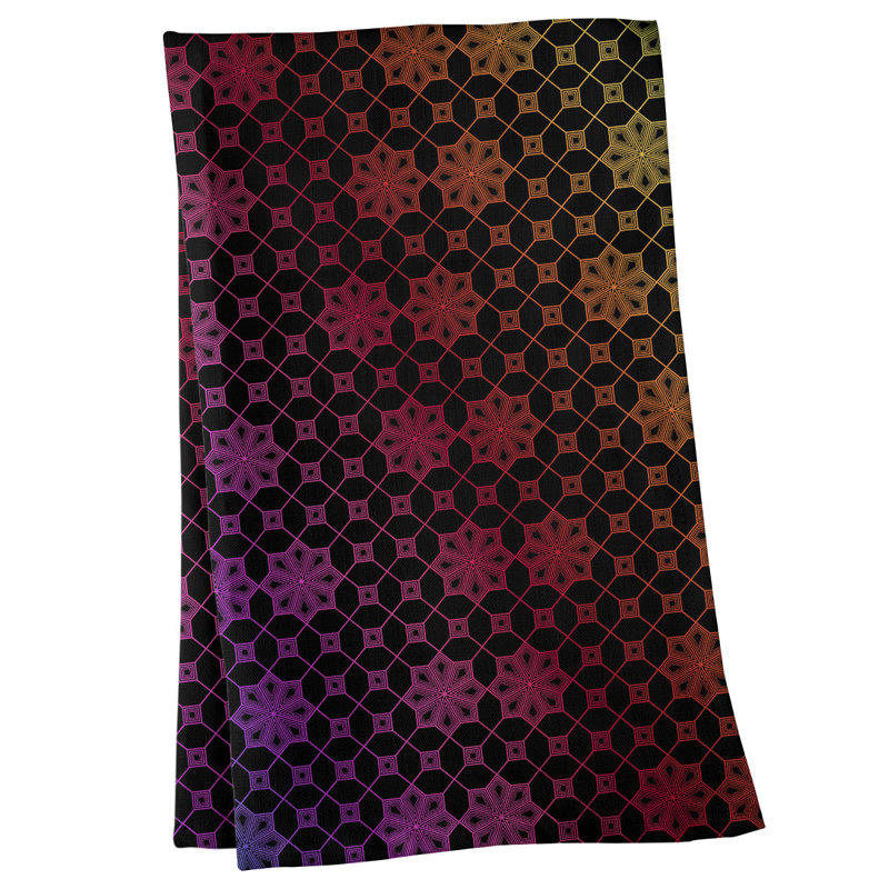 Serviette de thé à treillis, Polyester sergé, Rouge / Jaune