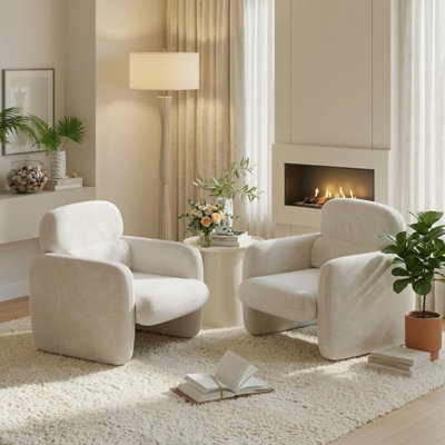 Ensemble de 2 chaises d'appoint grises modernes avec soutien lombaire ergonomique et revêtement pour animaux de compagnie | Fauteuils de lecture confortables d'une capacité de 330 lb pour le salon