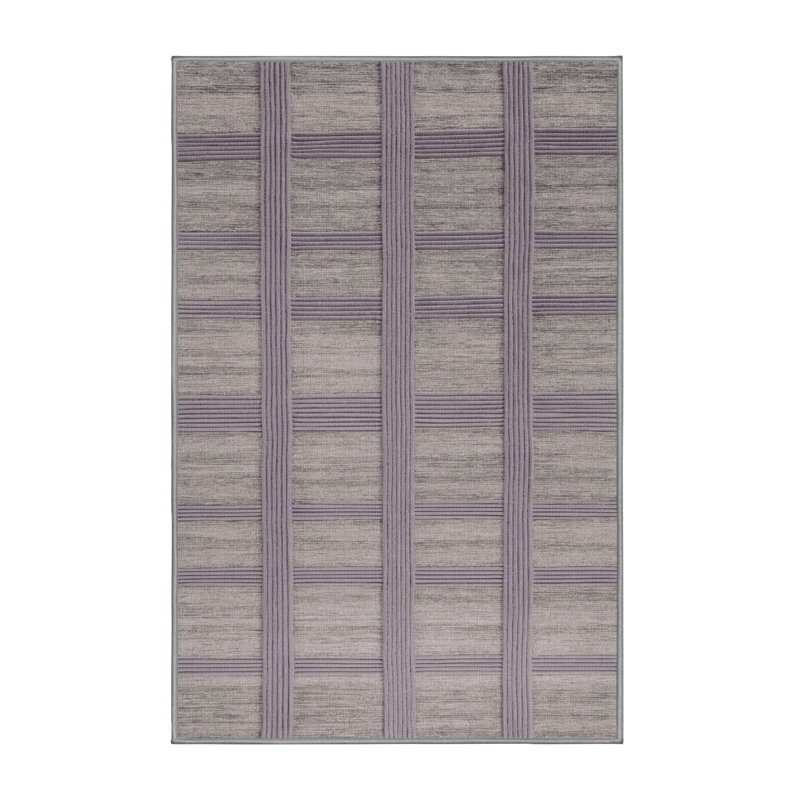 Machine Washable Checkered Gray Area Rug, Runner 2' x 5'