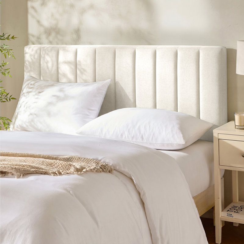 Chastelyne Upholstered Easy Assemble Wall Mounted Headboard, Full, White