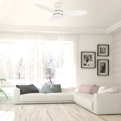 48" Smart Flush Mount Ceiling Fan with Remote Control and Light Kit Included