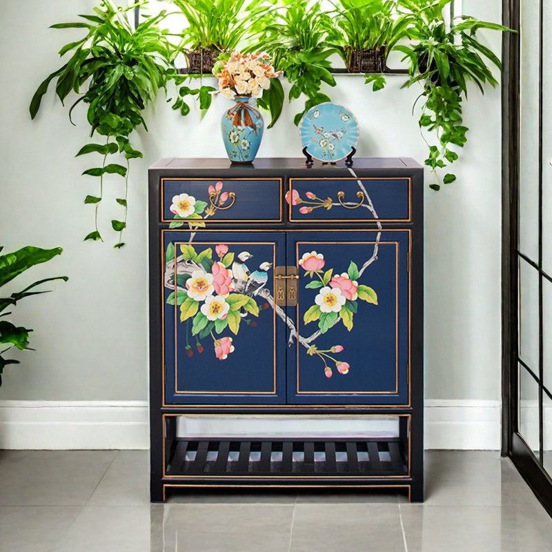 Chinese painted solid wood shoe cabinet 16 - Pair Solid Wood Shoe Storage Cabinet
