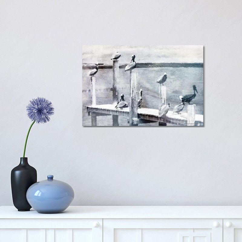 Birds On A Pier by Bluebird Barn - Wrapped Canvas Print, 30.48 cm H x 45.72 cm W