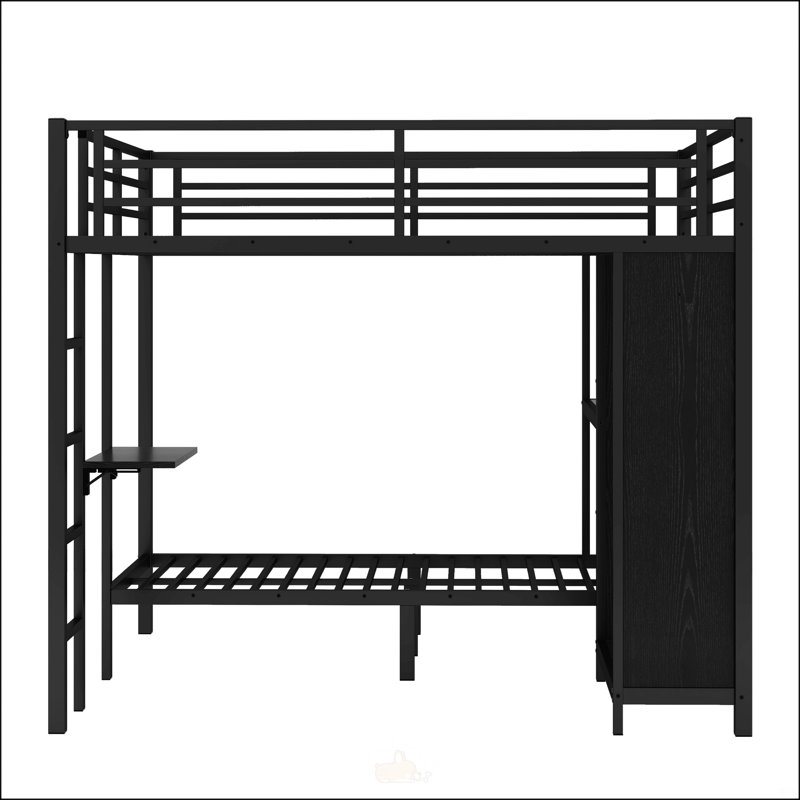 Très grand lit simple au-dessus de très grand lit simple avec garde-robe intégrée