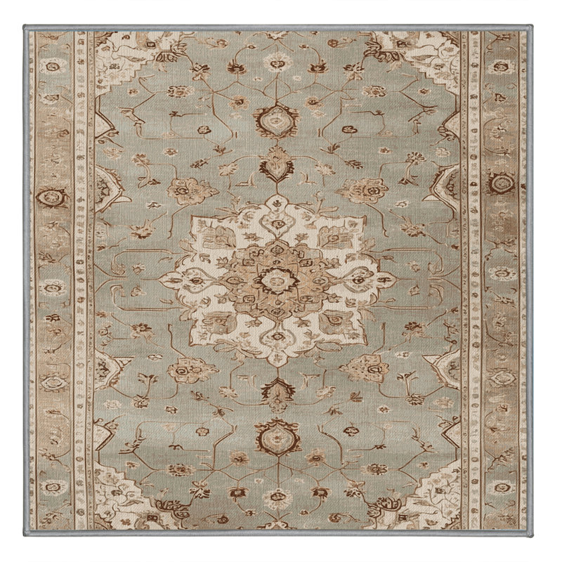 Tapis gris Afyon lavable à la machine, Carré 7 pi